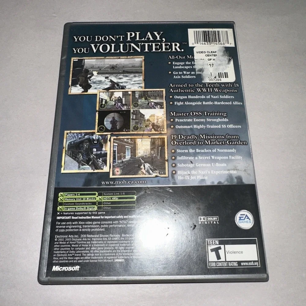 Medal of Honor: Frontline (Xbox Platinum Hits 2002) Complete CIB Excellent Cond
